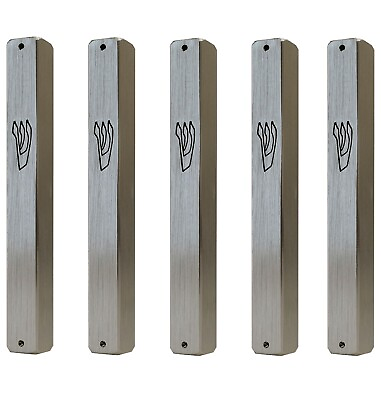 #ad Classic Elegant Silver Aluminum Mezuzah Case 5 PACK For 12cm 5quot; Scroll $15.99