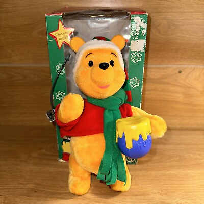 #ad Disney Winnie the Pooh Plush Christmas Ornament Animated Honey Santa#x27;s Best 11quot; $19.79
