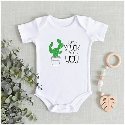 #ad I#x27;m stuck on you cute funny valentines BABY VEST Bodysuit Grow Baby GBP 5.99
