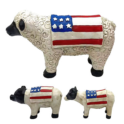 #ad Flag Figurines Animal Resin Farm Statue Patriotic Farm National Flag Decor $31.49