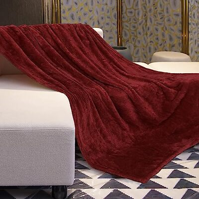 #ad Fleece Blanket Burgandy Blanket Throw Blanket 300GSM Throw Blanket for Couc... $24.43