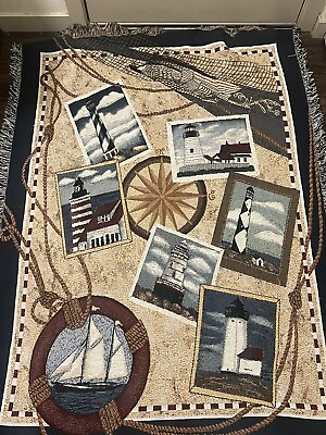 #ad Vintage Light House Beach House Blanket Tapestry $30.00