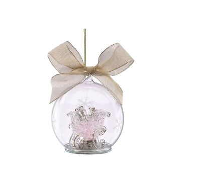 #ad Lenox Christmas Crystal Ornament Lighted Wonder Ball Sleigh $32.99