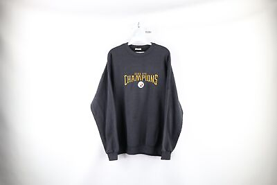 #ad Vtg Mens Large Faded Spell Out 2005 AFC Champs Pittsburgh Steelers Sweatshirt $40.45