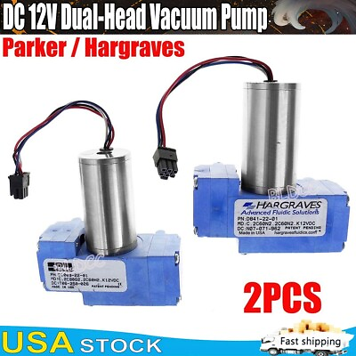 #ad 2PCS Parker Hargraves DC 12V Brushless Vacuum Pump Double Head Diaphragm Pump $29.99