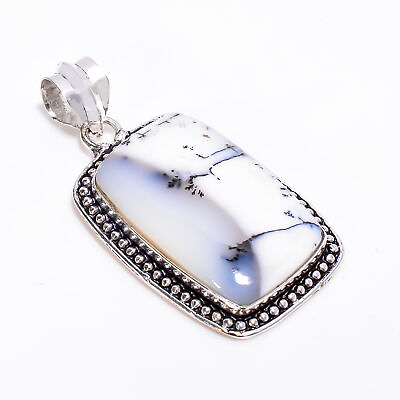 #ad Dendrite Opal Gemstone Vintage Handmade 925 Sterling Silver Pendant 2quot; GSR 1080 $14.99