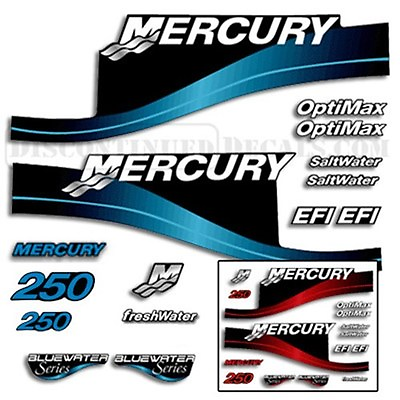 #ad Fits Mercury 250hp Outboard Decal Kit Blue or Red Available $94.95