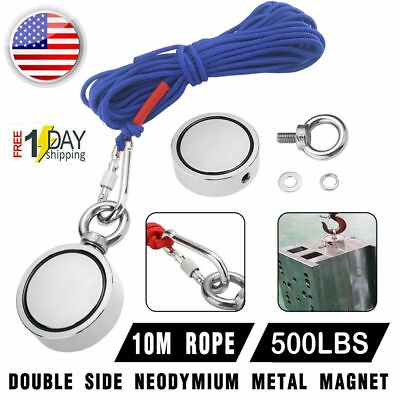 #ad #ad 500LBS Big Fishing Magnet Kit Pulling Force Strong Neodymium or Rope Carabiner $13.96