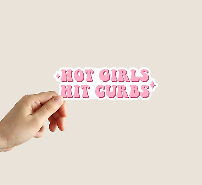#ad Hot Girls Hit Curbs Sticker Funny Meme Water Bottle Laptop Car Notebook Sticker $3.25
