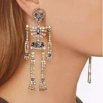 #ad Punk Skeleton Skull Hook Earrings Dangle Drop Women Halloween Party Jewelry Gift C $5.60