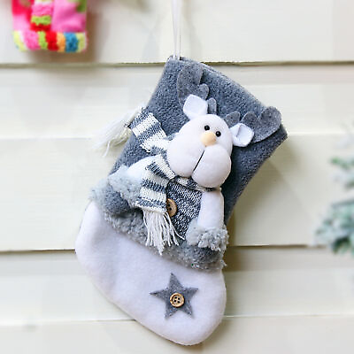 #ad 1pc Christmas Sock Christmas Element Buttons Santa Claus Storage Sock Ornament $8.45