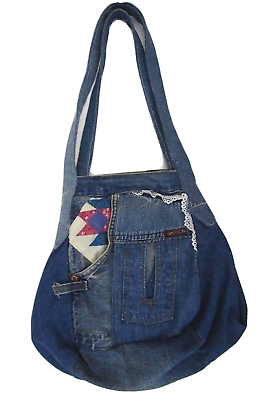 #ad Vintage Denim Handbag Purse Distressed by Sasson $16.94