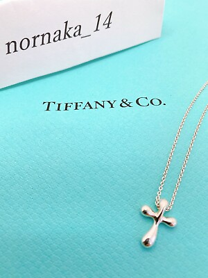 #ad Near MINT Tiffany amp; Co. Elsa Peretti Cross Small Necklace Pendant Silver No Box $81.88