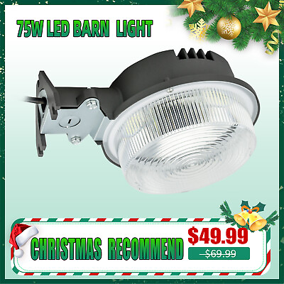 #ad 75W LED Barn Light Daylight 5000K 8000LM Security Flood Photocell Farm Yard $39.08