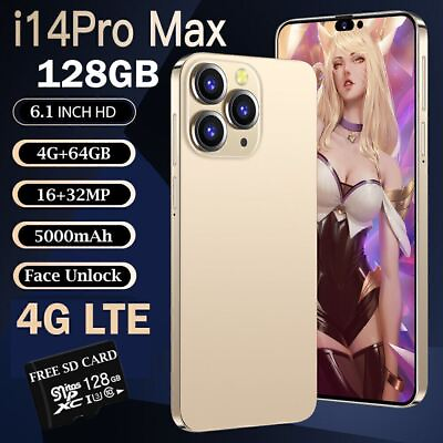 #ad New i14 Pro Max 6.1quot; Android Smartphone 128GB 4G GSM Global Unlocked Cell Phone $99.95