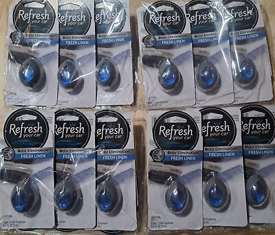 #ad 24 Pack Refresh Your Car Air Freshener: Fresh Linen Scent W Vent Clip LOW PRICE $10.00