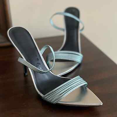 #ad ALIAS MAE Xanthe Metallic Blue Point Toe Leather Heels Size 38 $50.00