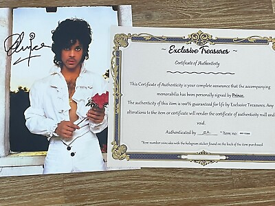 #ad Prince autographed 8x10 photo signed authentic Purple Rain COA $299.95