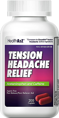 #ad HealthA2Z® Tension Headache Relief Acetaminophen 500mg Caffeine 65mg Pain $17.03