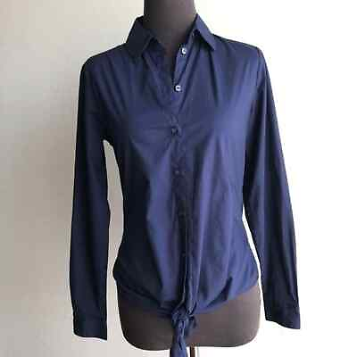 #ad Banana Republic sz 0 navy cotton button shirt blouse $18.00