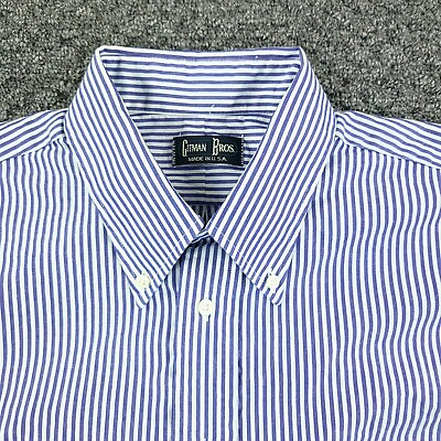 #ad Gitman Brothers Dress Shirt Mens 16 1 2 Blue Made in USA Business Office Classic $34.99