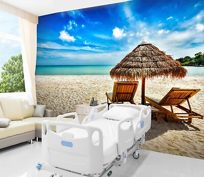 #ad 3D Sunny Beach ZHU3298 Wallpaper Wall Mural Removable Self adhesive Zoe $19.99