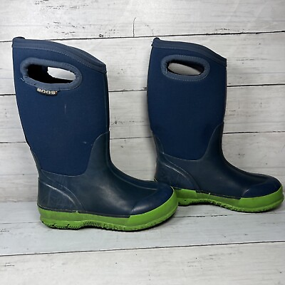 #ad Bogs Kids Rubber Rain Boots Navy Blue amp; Green Little Kids 1 M $14.97