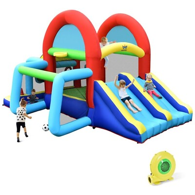 #ad Kids Inflatable Bounce Castle Jumping Climbing House Dual Slides w 480W Blower $298.97