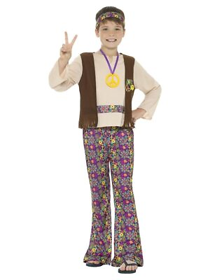 #ad Smiffys Hippie Boy Costume with Top Attached Waistcoat Size L $22.91