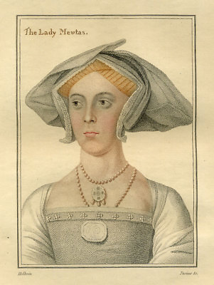 #ad Antique Portrait Print THE LADY MEUTAS Facius Holbein 1828 $167.50