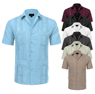 #ad Boy#x27;s Button Up Casual Kids Guayabera Wedding Baptism Toddler Junior Dress Shirt $24.10