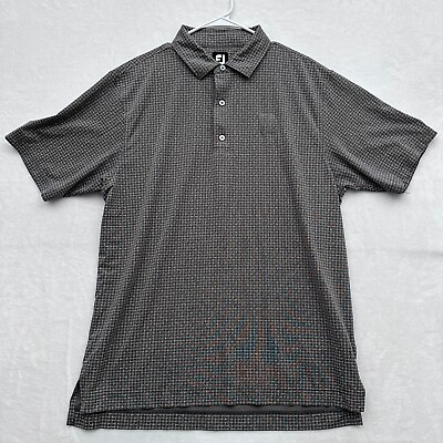#ad Footjoy Shirt Mens L Gray Polo Golf Performance Athletic Geometric Sport Casual $7.85