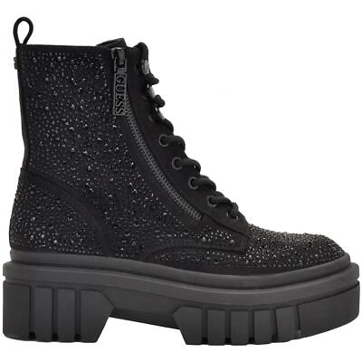 #ad Guess Womens Ferine Rhinestone Chunky Combat amp; Lace up Boots Shoes BHFO 4697 $34.99