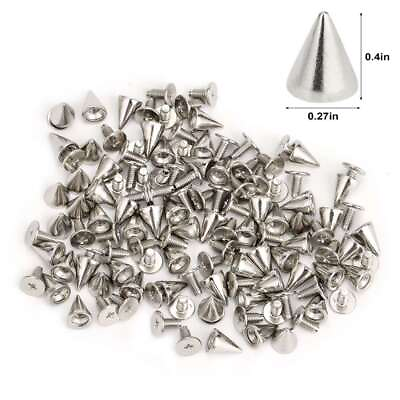 #ad 100x Punk Cone Metal Spikes Rivets Studs Screw Back for Clothing Jacket Leather $8.17