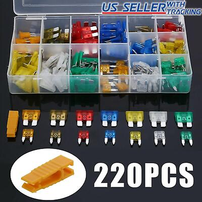 #ad 220pc Blade Fuse Assortment Auto Car Truck Motorcycle Fuses Kit ATC ATO ATM $9.39