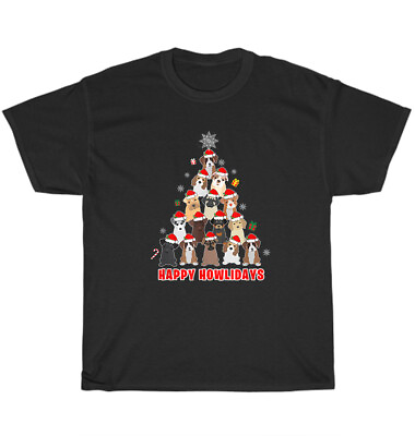 #ad Dog Christmas Tree Happy Howlidays T Shirt Dogs Pet Puppy Lover Xmas Unisex Gift $17.99