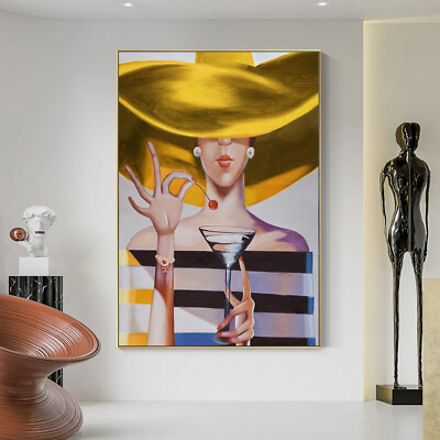 #ad Abstract Girl With Golden Hat Posters Prints Wall Picture Canvas Paintings $4.99