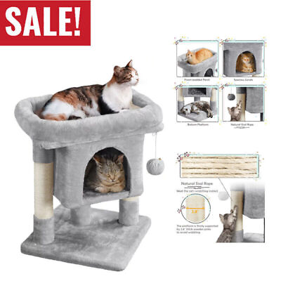 #ad 23.5quot; H Cat Tree Kitten Activity Centre Pet Condo Tower 2 Level Scratching Tower $32.29