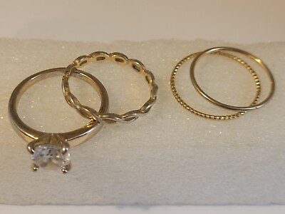 #ad Costume Jewelry Cubic Zirconia Ring Set Size 8 $10.00