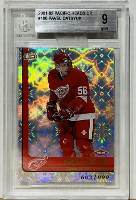 #ad 2001 02 Pacific Heads Up #106 Pavel Datsyuk Detroit Red Wings RC Foiled BGS MT 9 $340.00