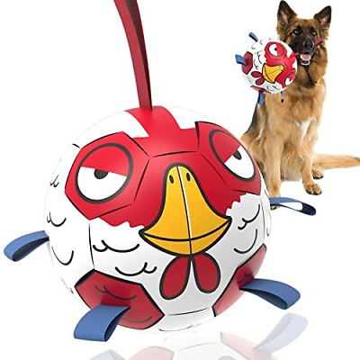 #ad QDAN Chicken Dog Toys Soccer Ball with Straps Lager Size 3 $28.68