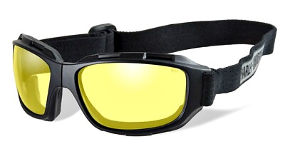 #ad Harley Davidson® Unisex Black Bend Motorcycle Goggles w Yellow Lens HABEN13 $58.49