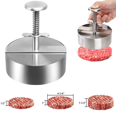 #ad Stainless Steel Adjustable Hamburger Patty Maker Non Stick Patty Making for BBQ $16.14