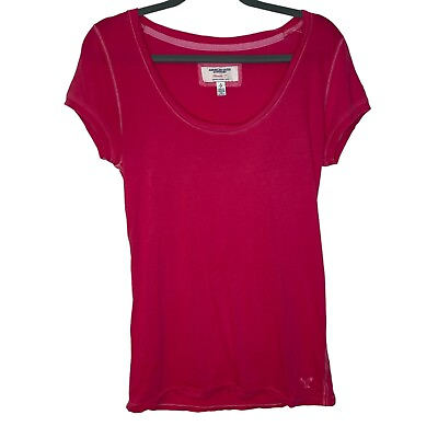 #ad VTG Y2K American Eagle Womens Favorite T Shirt Size L Short Sleeve Scoop Pink $14.99