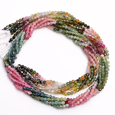 #ad 2.5 mm Natural Multi Tourmaline Shaded Faceted Round Rondelle Beads 33 cm Strand $4.95