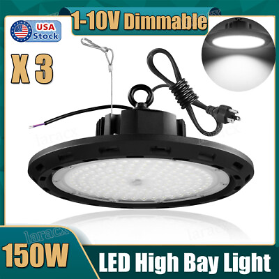 #ad 3Pack 150W UFO Led High Bay Light Warehouse Commercial Ceiling Hanging Fixture $130.99