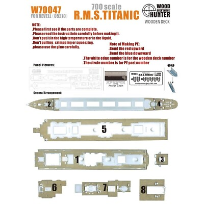 #ad Hunter W70047 1 700 Wood Deck R.M.S TITANIC FOR REVELL 05210 $11.74