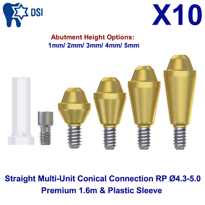 #ad 10x Plastic Set Sleeve amp; Conical Straight Abutment Multi Unit 1.6m RPØ4.3 5.0 $379.90