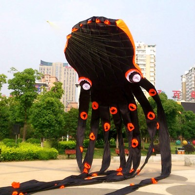 #ad NEW 3D eyes 15m Black 1 Line Stunt Parafoil Octopus POWER Sport Kite outdoor toy $229.99