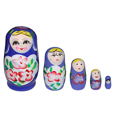 #ad Russian Semenov Nesting dolls Matryoshka Set of 5 Hand Painted in Russia 4.5IN $10.65